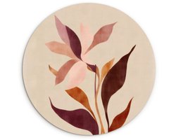 WallCircle® Wandcirkel 60x60 cm - Muurcirkel Bloemen - Blaadjes - Minimalistisch - Roze - Muurdecoratie woonkamer - Wanddecoratie slaapkamer - Kamer decoratie accessoires - Ronde schilderijen