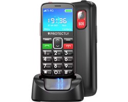 Protectly® Senioren Telefoon 4G - SOS-Functie - Senioren Telefoon Grote Toetsen Met Kleur - Senioren Mobiele Telefoon - Senioren Smartphone - Senioren GSM - Oplaadstation - Simlockvrij - Nederlandstalig - Incl. Simkaart
