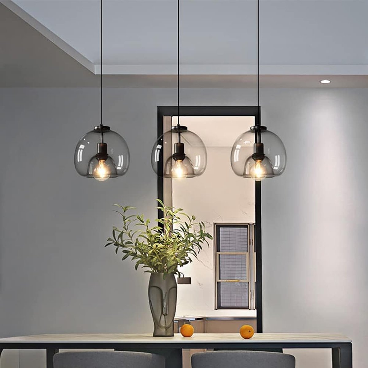 Vintage Hanglamp voor Eettafel - Industrieel Design met Verstelbare Hoogte en 3 E27 LED La