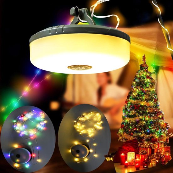 Foto: Kerstverlichting voor buiten 10 m camping lichtketting oprolbaar rgb warm wit 8 lichtmodi waterdicht usb oplaadbaar led lichtketting kerstdecoratie
