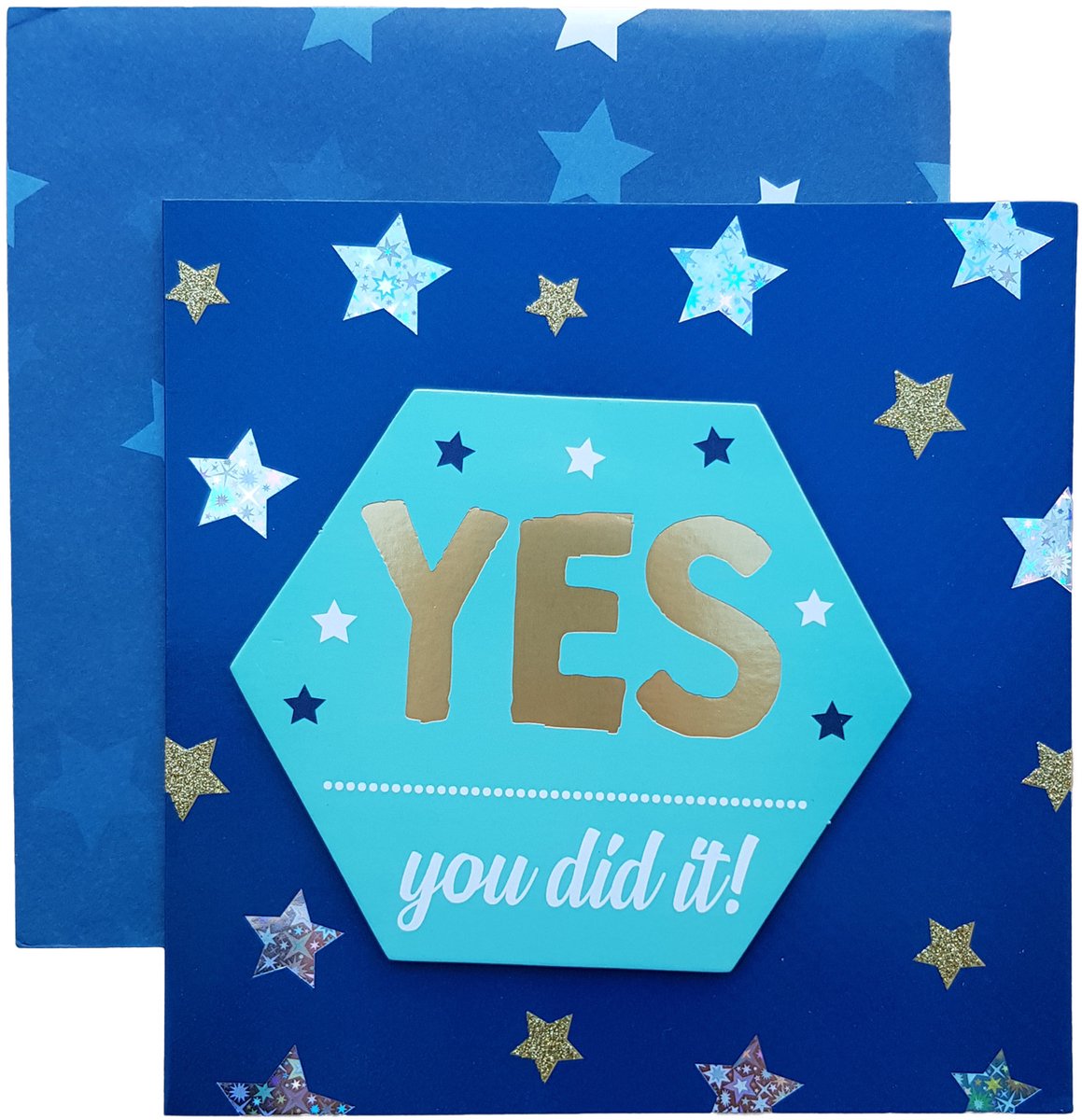 Wenskaart Geslaagd - ''Hoera! Je hebt je diploma'' - Inclusief bijpassende enveloppe - 15 x 15 cm