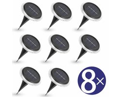 Meedeer Grondspots voor buiten-Solar Grondspots（8stuks)-Zonne Begraven Licht-warm wit -8LED lichtkralen zonne-decoratie Lamp-6-12 uur in de grond verlichting -TAchtertuin Tuin Grondverlichting-Zonne-verlichting Buiten Grond Pad Lichten Zonne-terras