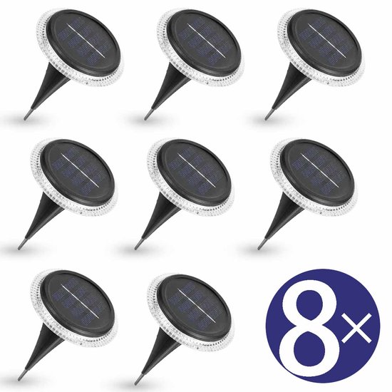 Solpex Tuinverlichting op zonne-energie, 2-pack LED tuinpadverlichting, waterdichte zonne-energie voor tuin, terras, landschap, oprit, warm wit