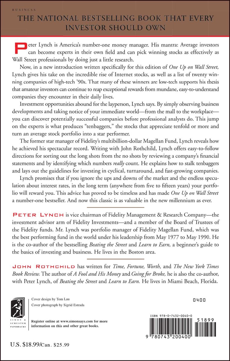 One Up On Wall Street - back cover