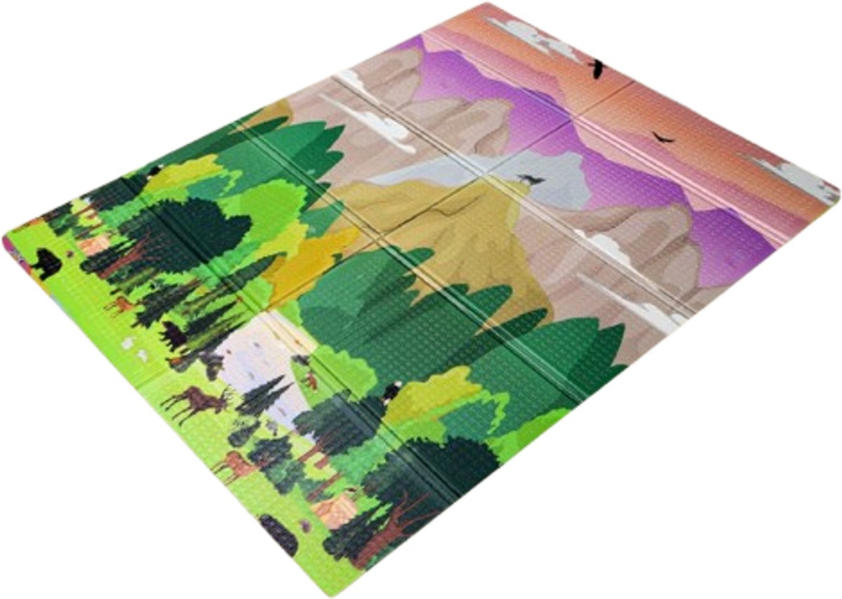 Buxibo - Dubbelzijdige Speelmat Foam - Dik XPE Foam - Kruipmat - Speelkleed - Vloermat - Baby/Peuter & Kind - Multicolor - XPE-009 - 200x180cm