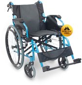 Mobiclinic Bolonia - Rolstoel - Opvouwbaar - Aluminium - Lichtgewicht - Zitbreedte 46 cm - Afneembare voetsteunen - Blauw