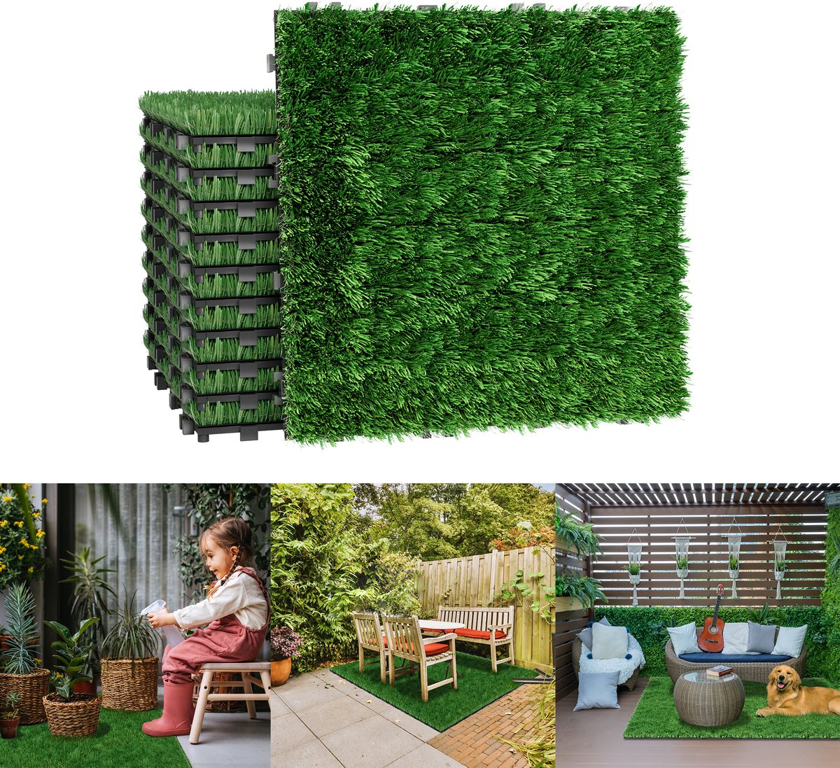 Set van 11 kunstgras outdoor grastegels outdoor 30x30 cm grastegels vloerbedekking kunstgras mat grastapijt grastapijt kunstgras outdoor voor balkon terras 1m²