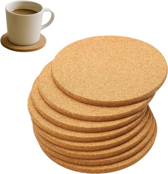 Joya Party® Sous-verres en liège pour verres - 8 pièces - 10 cm - résistant à la chaleur - qualité extra forte