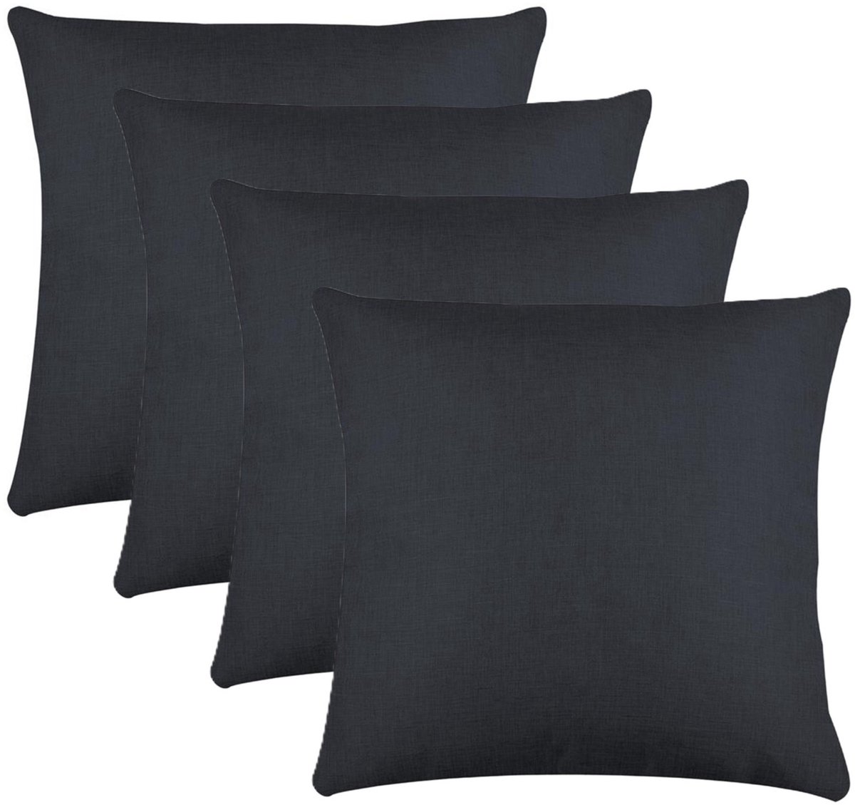 Stof Textile sierkussen Bea - 4x - antraciet - 50 x 50 cm - bank kussens - zitkussens - binnen/buiten - polyester