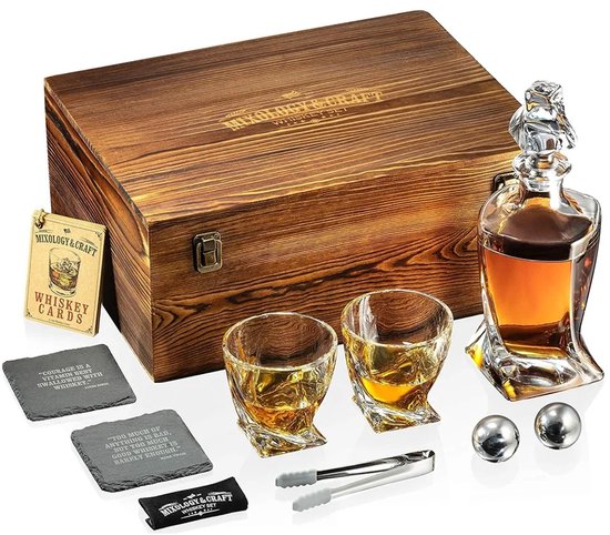 Whiskey Stones Gift Set voor Mannen | Whiskyglas en Stenen Set met