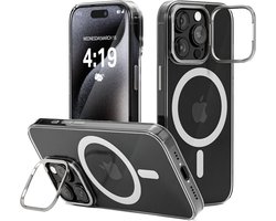 My Case Hoesje – Geschikt voor iPhone 15 Pro - Geschikt voor MagSafe – Telefoonstandaard – Transparant - Stijlvol, Shockbestendig, Praktisch