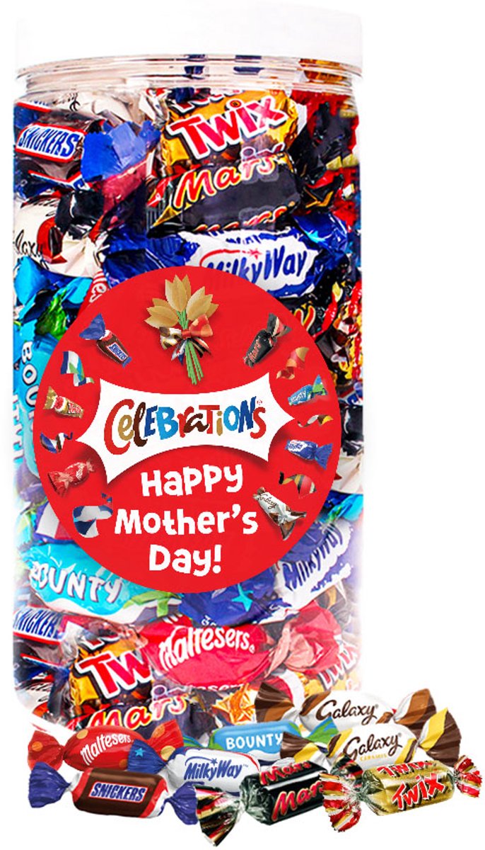 Mars Celebrations mega chocolademix "Happy Mother's Day!" - Moederdag cadeau - Mars, Snickers, Twix, Bounty, Galaxy, MilkyWay & Maltesers - 580g