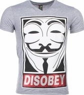 T-shirt - Anonymous Disobey Print - Grijs