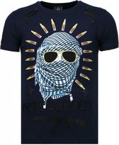 Freedom Fighter - Rhinestone T-shirt - Blauw