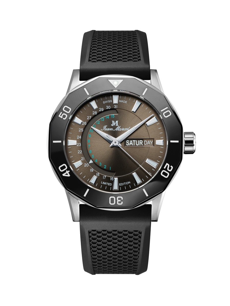 Jean Marcel Tropical Diver - horloge - bruin - rubber band zwart - 42 mm