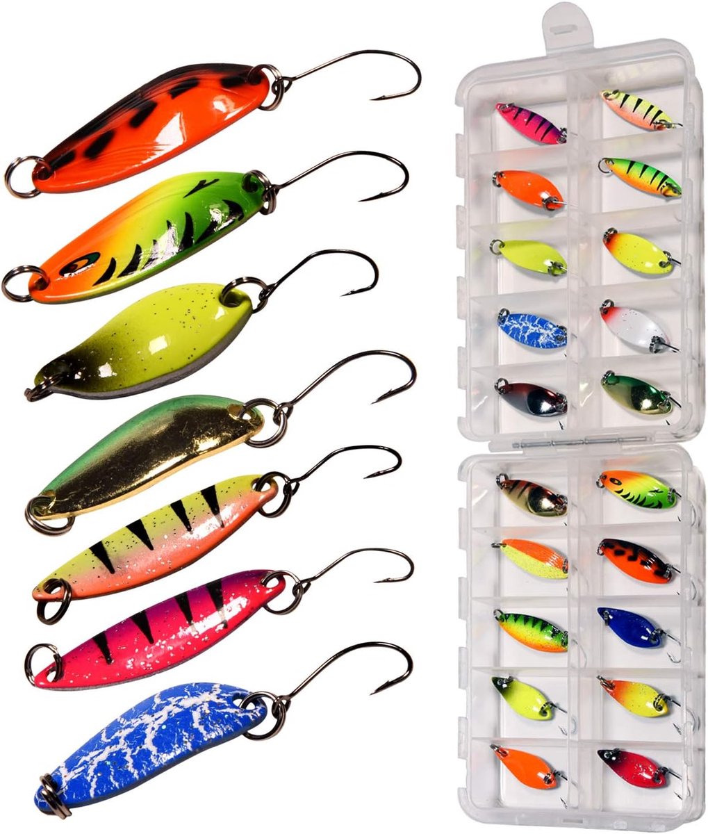 Retadou - Spoons Forelset, knipperlichten, visaas, spinner forel, kunstaas, 20 stuks