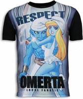 Respect Omerta - Digital Rhinestone T-shirt - Zwart