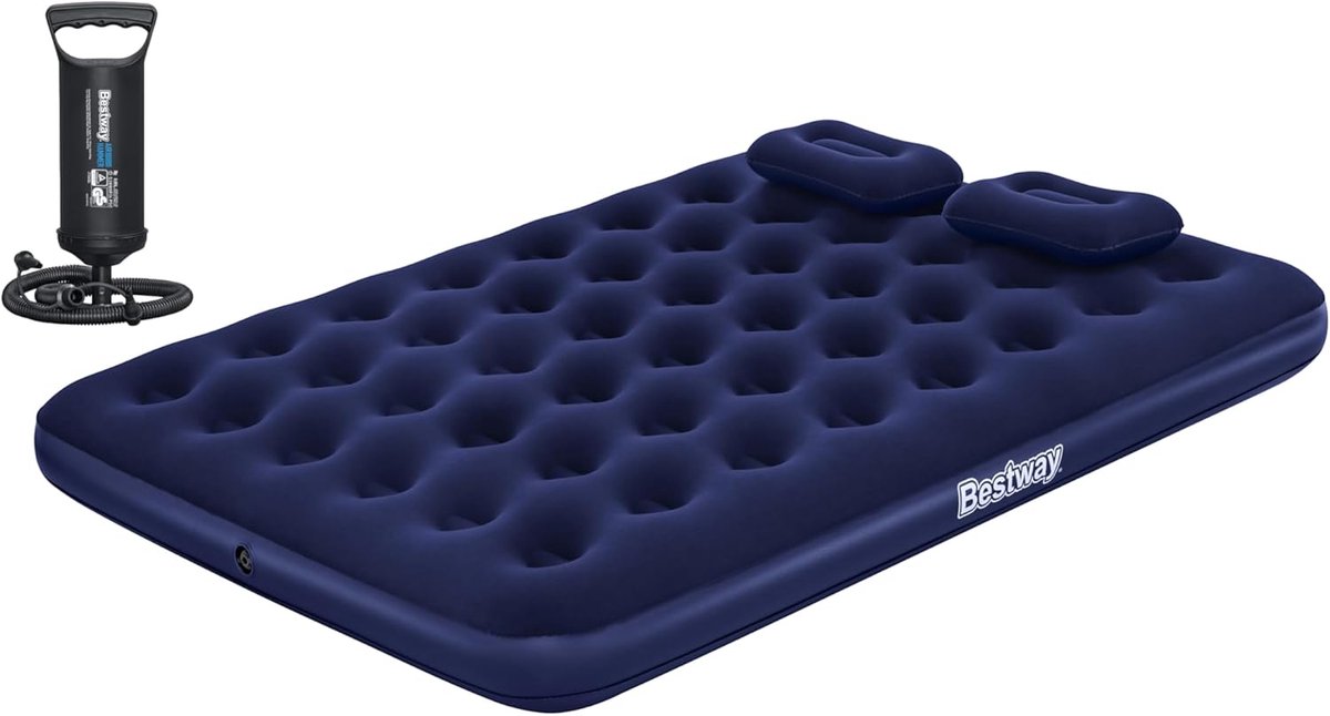 Comfortabel Luchtbed voor Twee Personen met Kussens en Handpomp - 203 x 152 cm