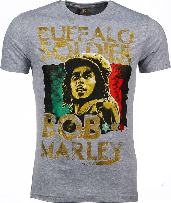 T-shirt - Bob Marley Buffalo Soldier Print - Grijs