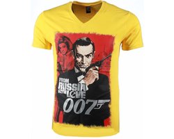 T-shirt - James Bond From Russia 007 Print - Geel