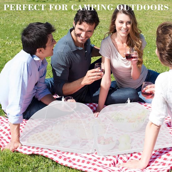 2 Stuks Vliegenkap - Opvouwbare Voedselhoes - Outdoor Mesh Food Covers - 12 Inch Fijn Vliegennet voor Fruit - voor Buiten Picknick、Feest - Wit — afbeelding 2