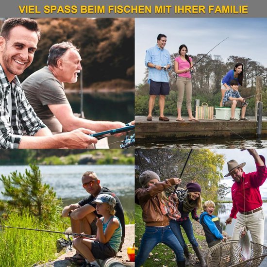 Hengelset, compleet, 2,7 m, koolstofvezel, telescopische hengel en spoel, combokit met vislijn, visaas, set en draagtas, voor kinderen en volwassenen, zout water, zoetwater vissen (2,7 m) van Merkloos — afbeelding 2