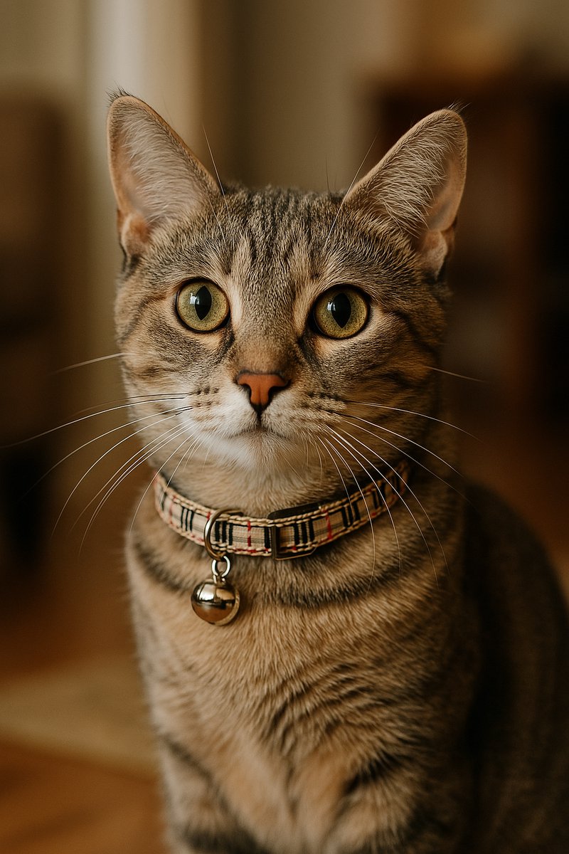 Animalking Kattenhalsband - Kattenbandje met Belletje - Halsband Kat - Cat Collar - Beige Geruit – foto 3