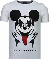 Kiss My Mickey - Rhinestone T-shirt - Wit