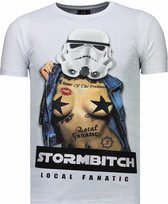 Stormbitch - Rhinestone T-shirt - Wit