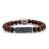 IbizaMen KIDS - jongens armband - robles hout - hematiet pijlen - 6mm - 15cm
