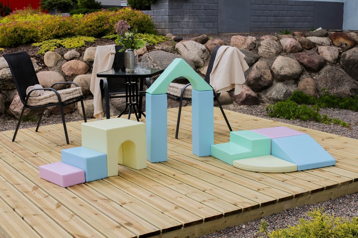 IGLU - Soft Play - Multifunctionele foam speelset - Creativity - pastel kleuren - foam blokken Soft Play met glijbaan — cadeau in Spellen & Speelgoed - foto 5