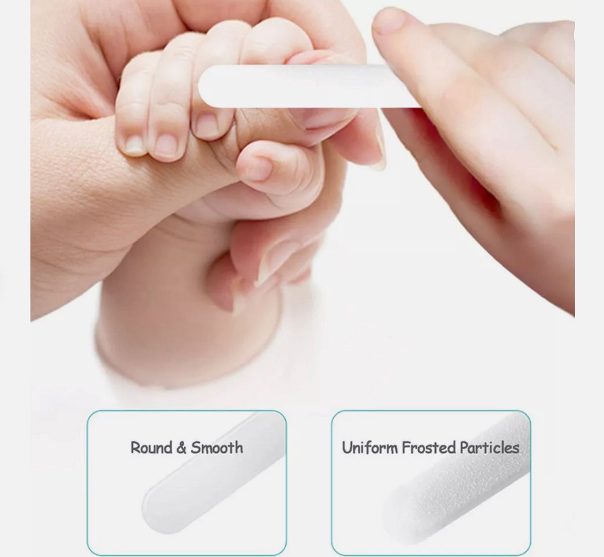 LuukyBB - Baby Witte Set 4 Stuks - Nagelvijl Nagelknipper Nagelschaartje - Complete Manicure Wit - Kraamzorg Kraamweek Nagelverzorgingsset - Nagelverzorging Baby Peuters Nagelset - Nagel Schaar Knipper Vijl Glas Zand Zandvijl Nagels Duim Vijlen — cadeau in Verzorging - foto 2