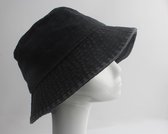 Bucket Hat Denim- Effen 100% Katoen - UV Bescherming - Vissershoed - Unisex - Zwart