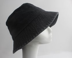 Bucket Hat Denim- Effen 100% Katoen - UV Bescherming - Vissershoed - Unisex - Zwart