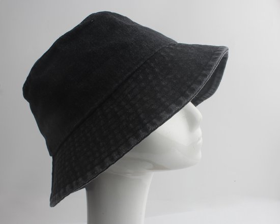 Bucket Hat Denim- Effen 100% Katoen - UV Bescherming - Vissershoed - Unisex - Zwart