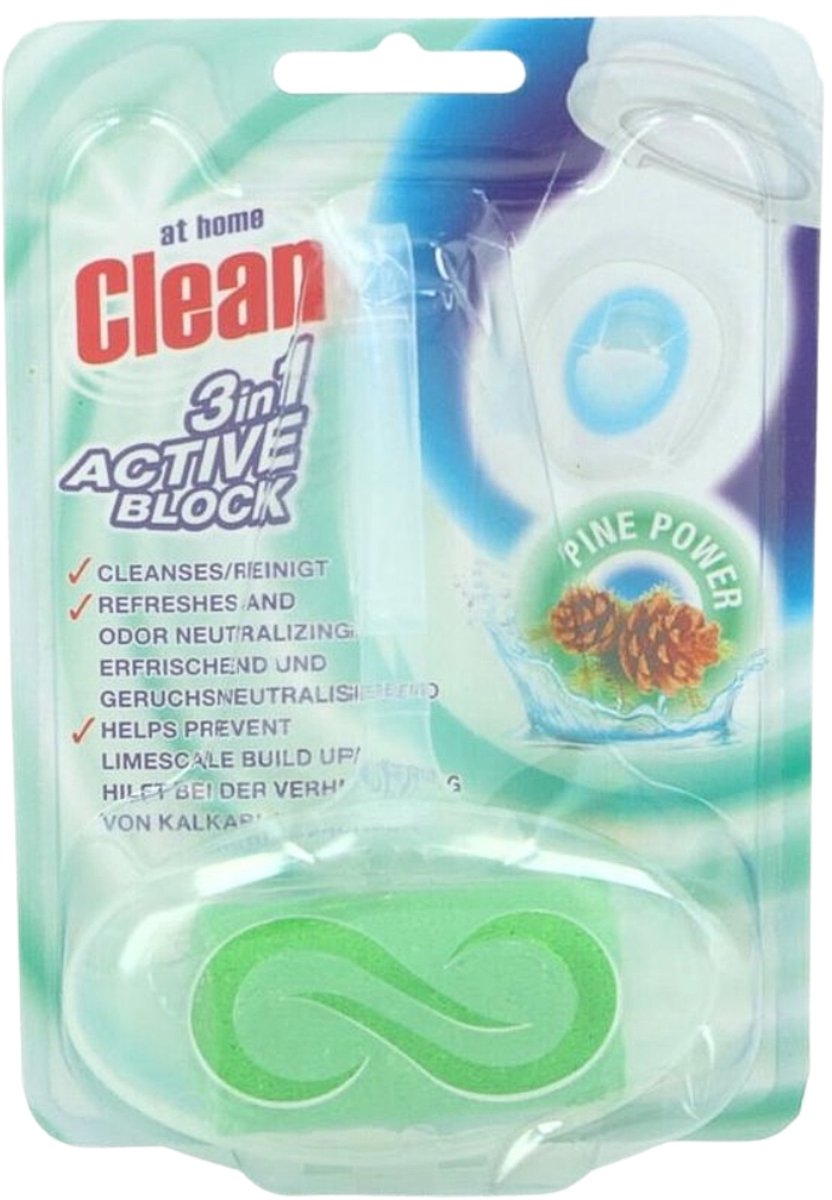 Goedkoopste At Home - Clean - Toiletblok - 3in1 Active - Pine Power - Neutraliseert & Reinigt - 1 Blok