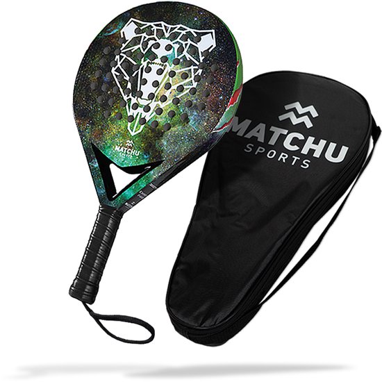 Matchu Sports - Padel Racket - Bear - Padel - Padelrackets - Rond - Carbon - Groen - Incl. padel tas