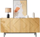 Buffet de salon - Buffet 4 Portes avec incrustations métalliques - Commode polyvalente - Crédence - Buffet - Meuble sur pied - 160 x 40 x 78 cm