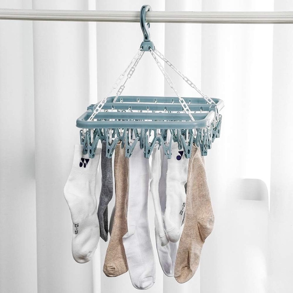NordFalk hangend droogrek 34x34 cm - 28 knijpers - Droogcarroussel inklapbaar - Wasrek camping
