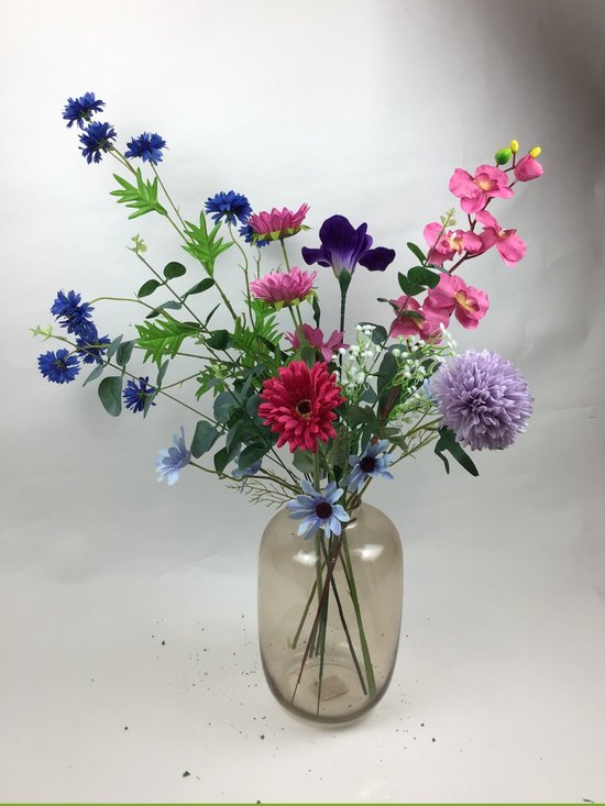 Zijden Boeket – 70-80 cm hoog – housewarming cadeau – vaderdag cadeau - moederdag cadeautje – moederdag cadeau voor mama – decoratie – DIY – Lente – Exclusief vaas – Plukboeket - Veldboeket – Kunstbloemen - nep bloemen - nepbloemen - kunstplanten