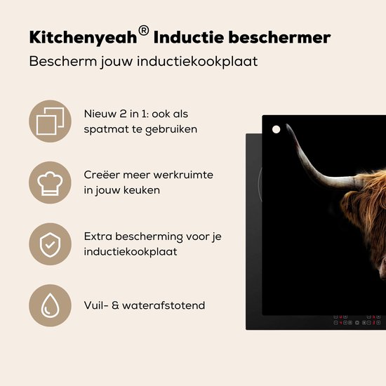 KitchenYeah® Protection plaque induction 85x55 cm - Highlander écossais - Marron - Noir - Protege plaque de cuisson - Couvre plaque induction - Protecteur d'induction - Cuisine