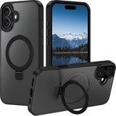 Backcover met onzichtbare standaard [Compatibel met MagSafe] Schokbestendig Hoesje - Geschikt voor: Apple iPhone 16 - Zwart