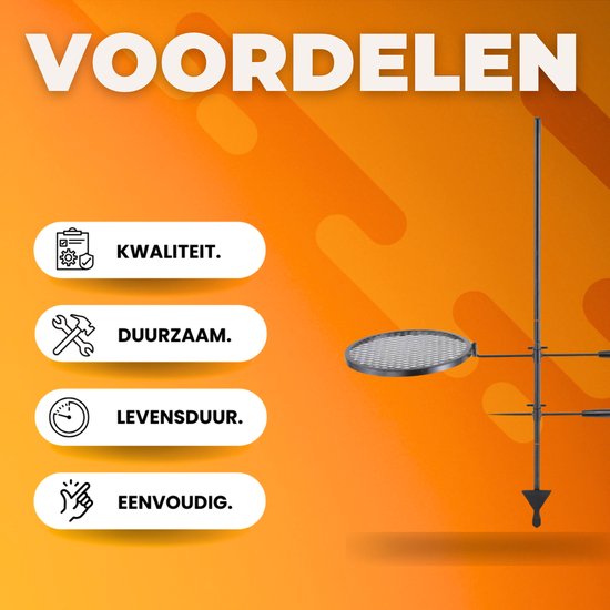 Roterende Grill - BBQ Grillwagen accesoires - Dubbellaags Kookrooster Grillrek 6 kg - Grill rooster van Merkloos — afbeelding 2