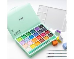HIMI - Gouache - set van 24 kleuren - 30gr - 3 penselen - Groen