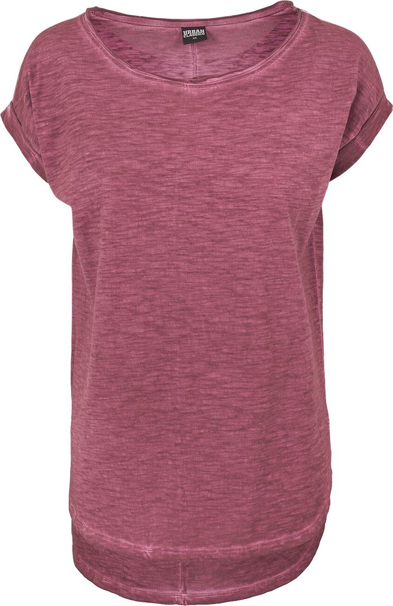 Urban Classics Long Back Shaped Spray Dye Tee Dames T-shirt – S Rood
