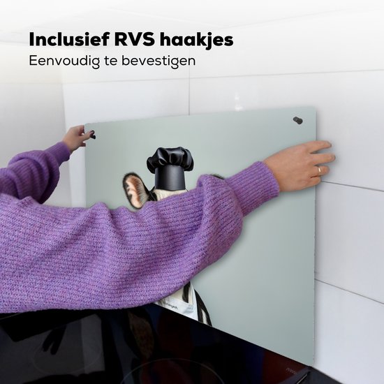 KitchenYeah® Protection plaque induction 80x50 cm - Vache - Noir - Blanc - Cuisinier - Protege plaque de cuisson - Couvre plaque induction - Protecteur d'induction - Cuisine