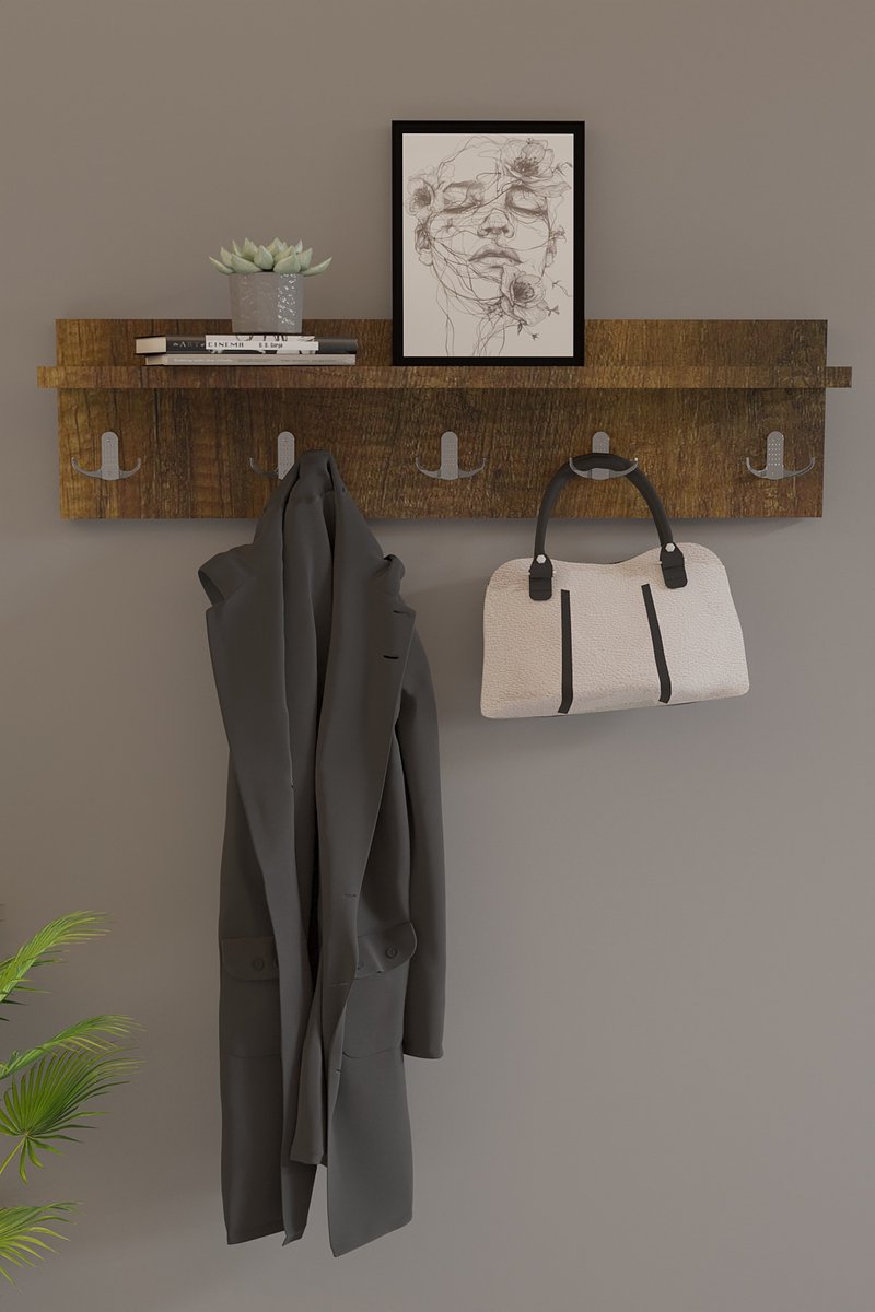 Kapstok| Wandkapstok | Modern Stijl Kapstok| Donkere walnoot |70 cm