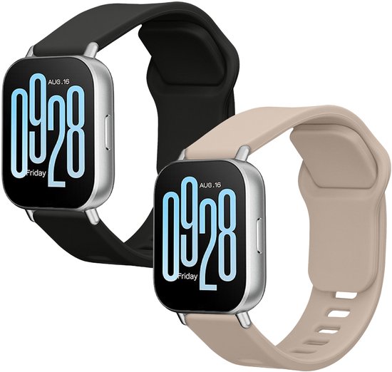 kwmobile Lot de 2 bracelets de montre compatibles avec Xiaomi Redmi Watch 5 Active / Watch 5 Lite - Bracelets de montre connectée en TPU - Bracelet de montre pour tracker d'activité noir / beige
