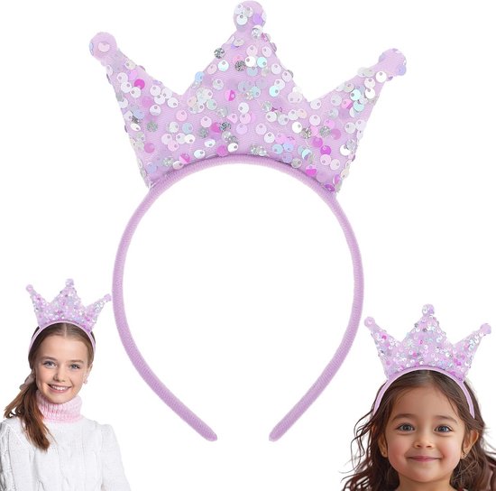 Dimeho Pailletten kroon hoofdband, prinses glitter haarbanden vrouwen haaraccessoires glanzende glod haar hoepel elastische haardecoratie