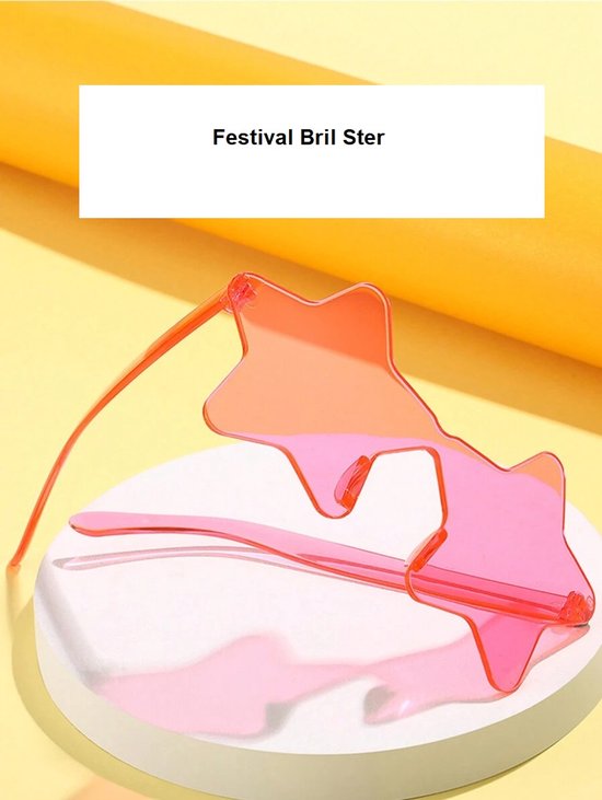T.O.M.- Zonnebril Ster- Fucsia Roze- Sterren bril- Fucsia-Carnaval bril- Festival bril- Zonnebril Love- Foute Party bril- Grappige bril van T.O.M. — afbeelding 3